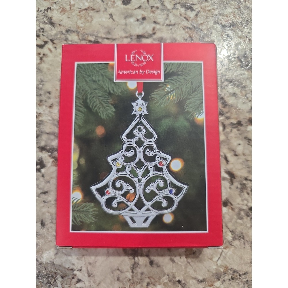 Lenox Sparkle and Scroll Tree Ornament‎ Multicolor Gems - New